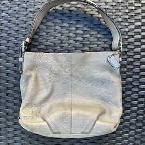 Coach Gray/Silver Leather Shoulder Bag